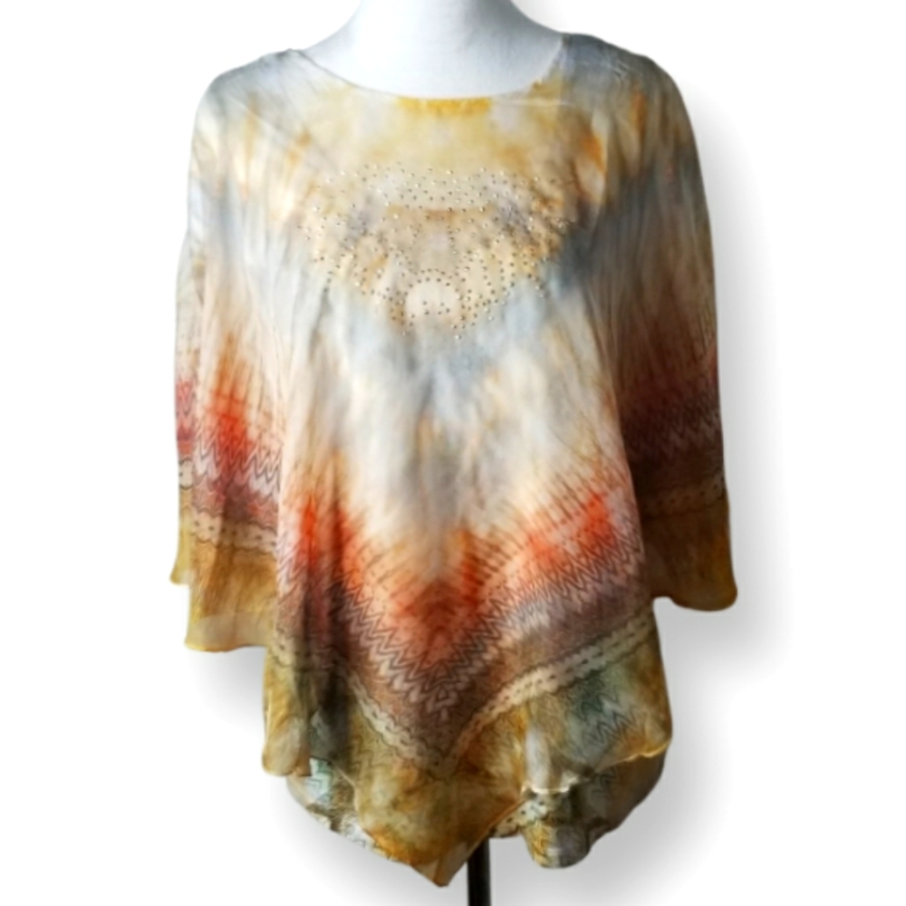 One World 2 Piece Set Sequined Poncho Overlay With Matching Tank